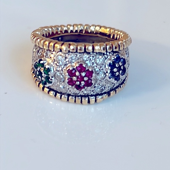 14k gold sapphire ruby, an emerald ring - Picture 13 of 13